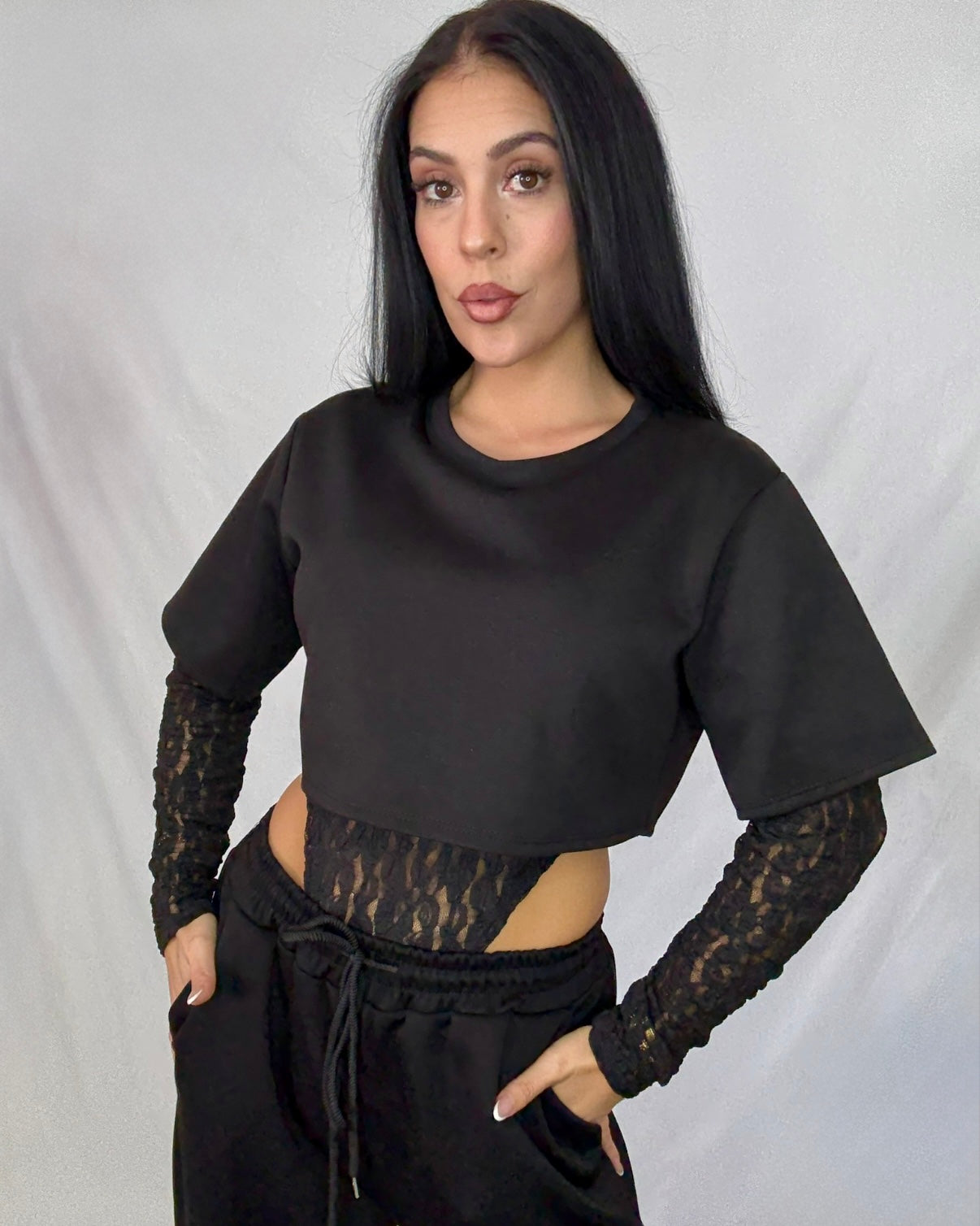 Sudadera Encaje negra