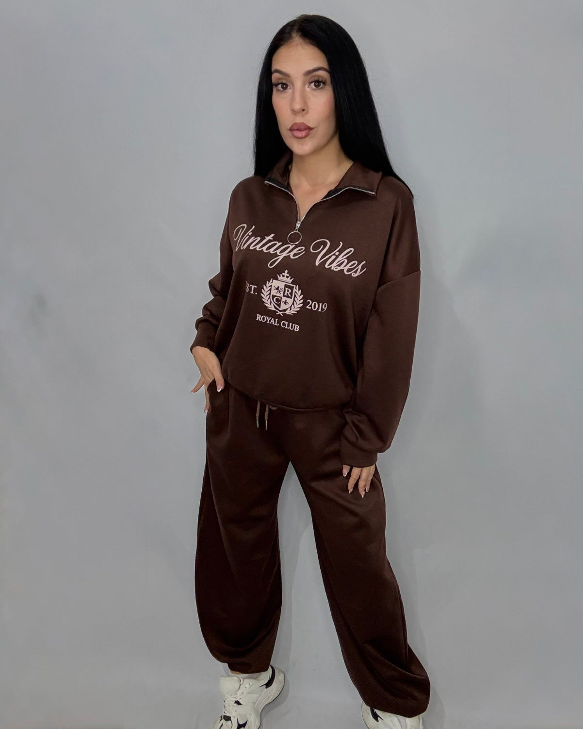 Conjunto Vintage marrón chocolate