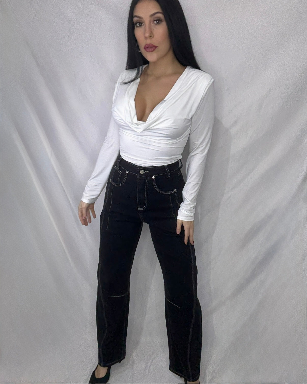 Jeans costuras negro