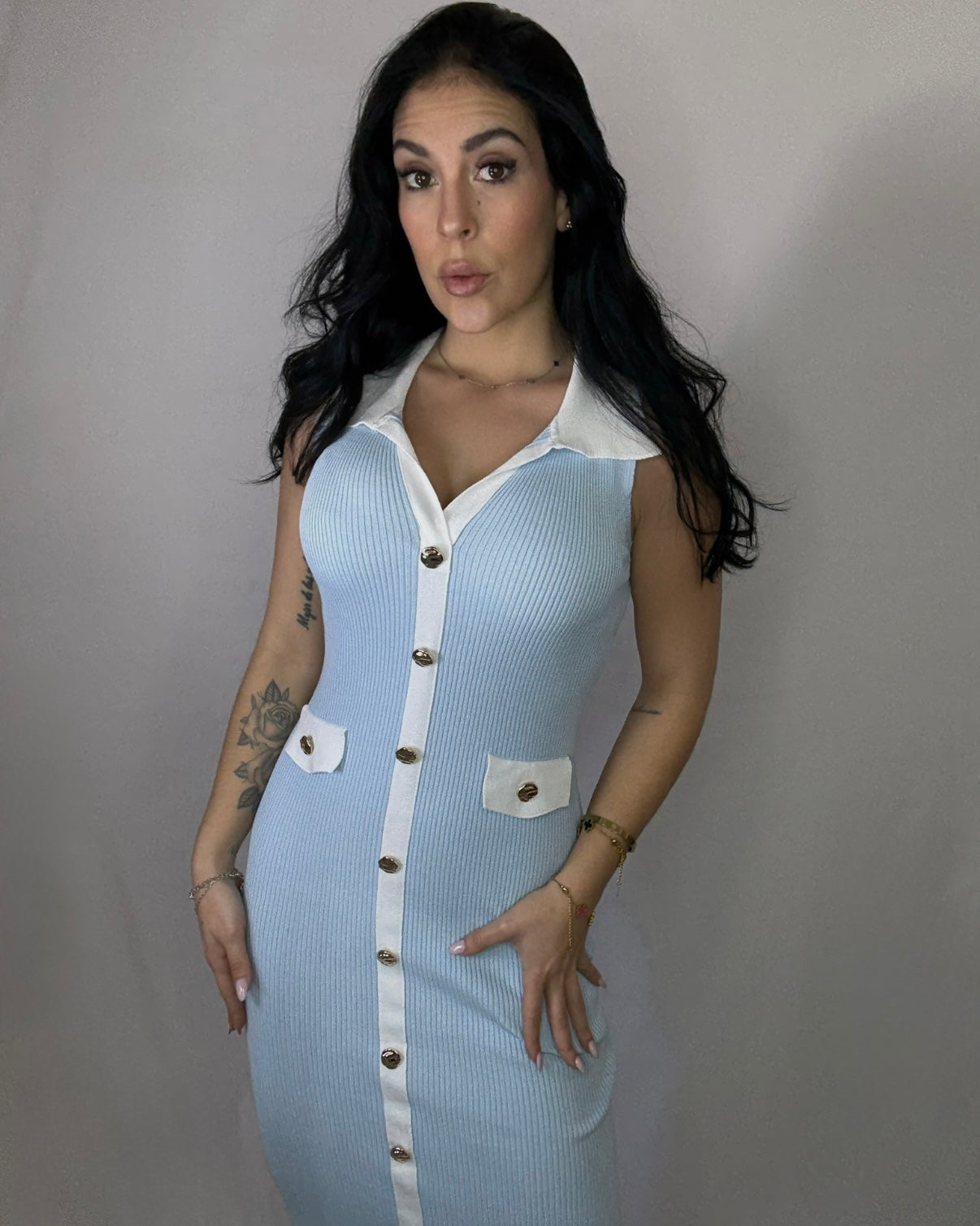 Vestido midi Nicol celeste