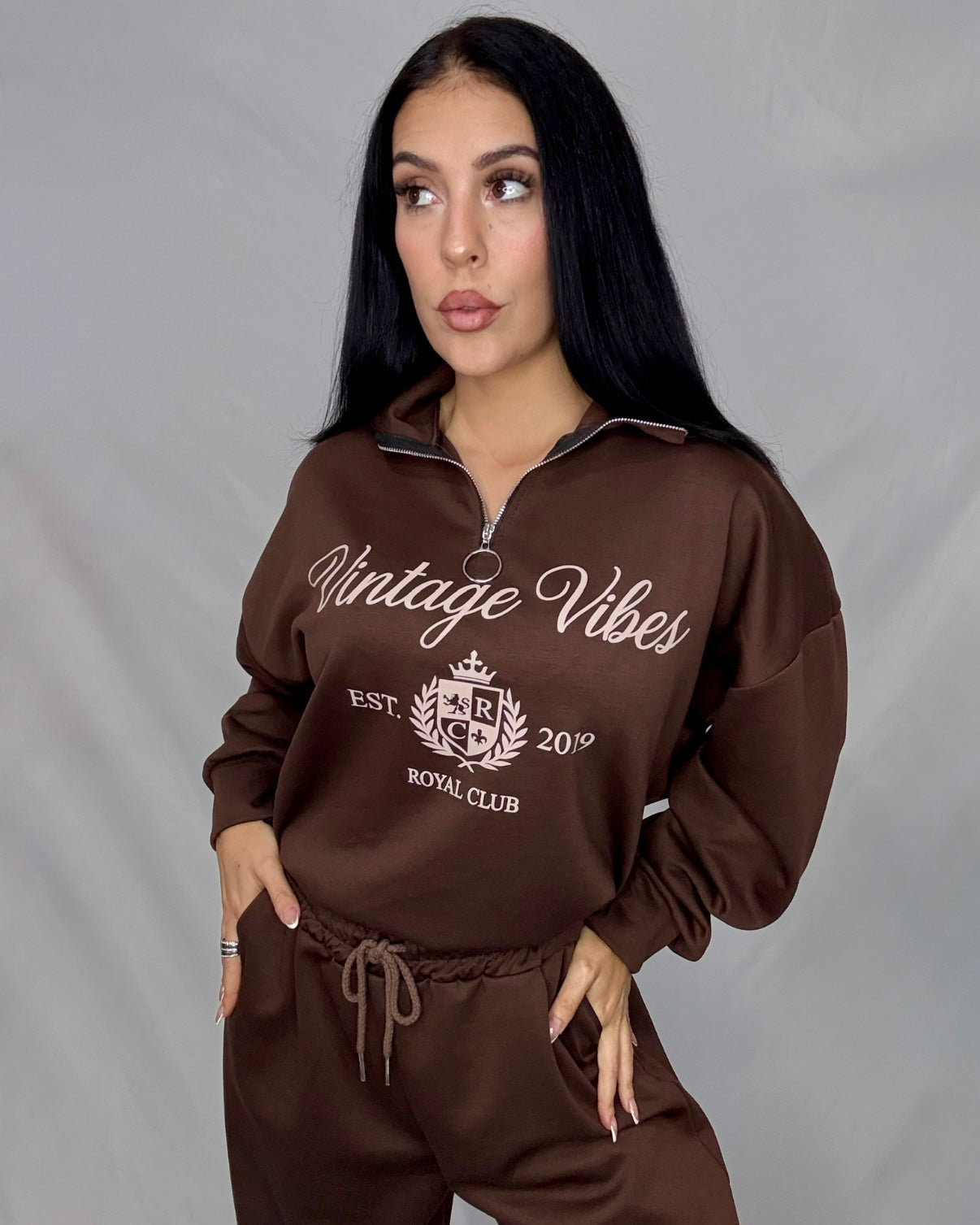 Conjunto Vintage marrón chocolate