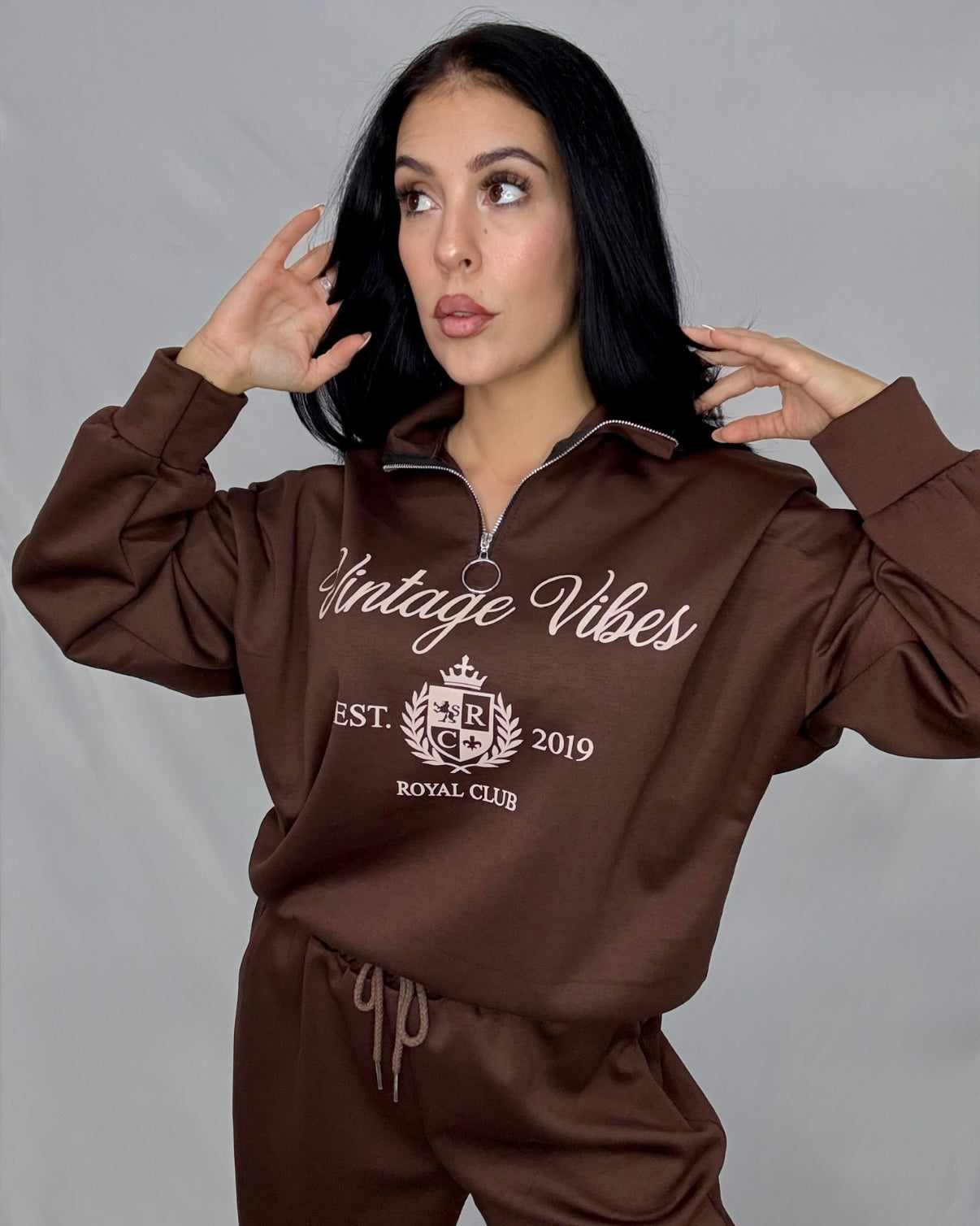 Conjunto Vintage marrón chocolate