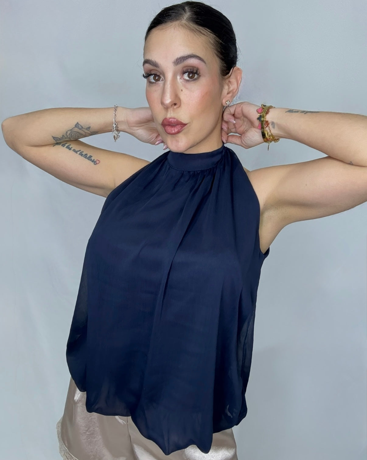 Blusa tul azul marino