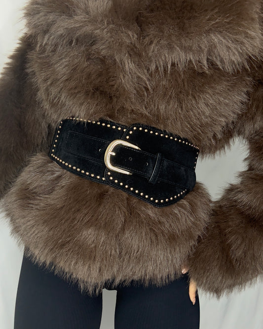 Maxi cinturón antelina negro