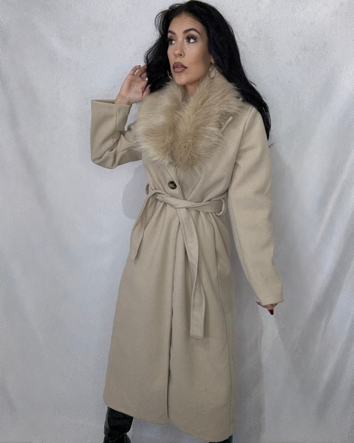 Abrigo paño Nieves beige