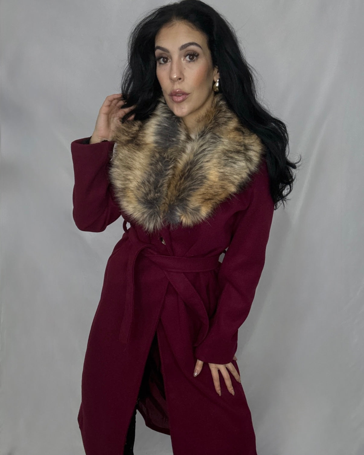 Abrigo paño Burdeos