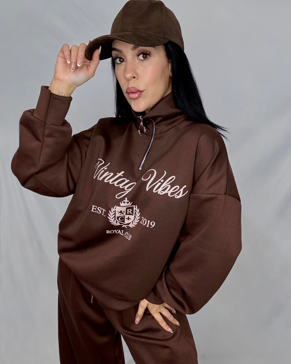 Conjunto Vintage marrón chocolate