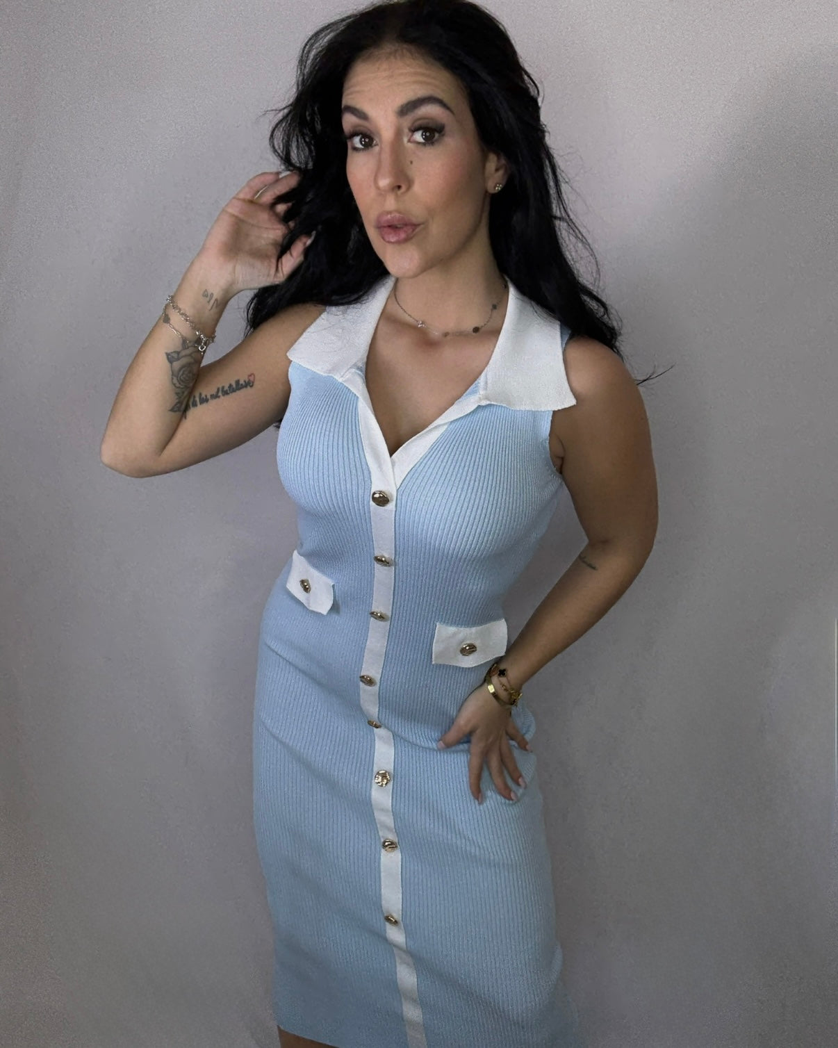 Vestido midi Nicol celeste