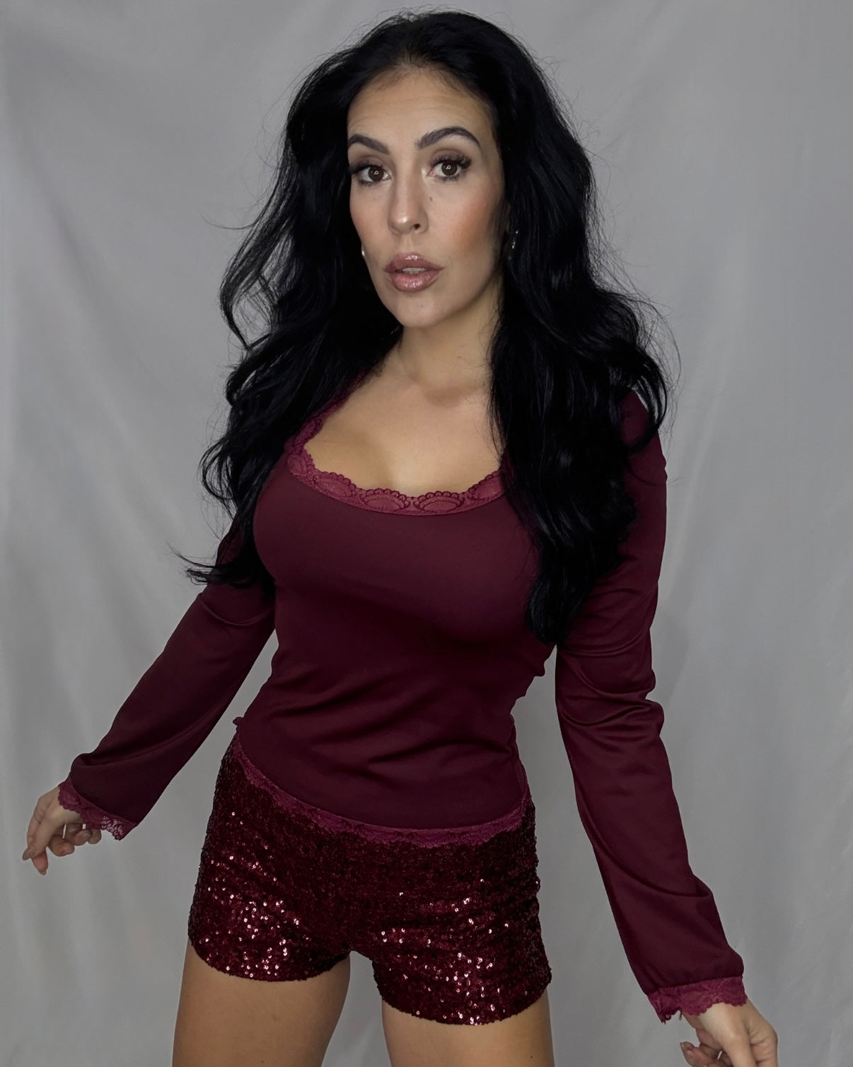 Top puntilla encaje Burdeos