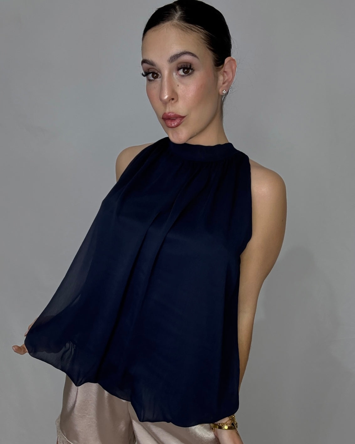 Blusa tul azul marino
