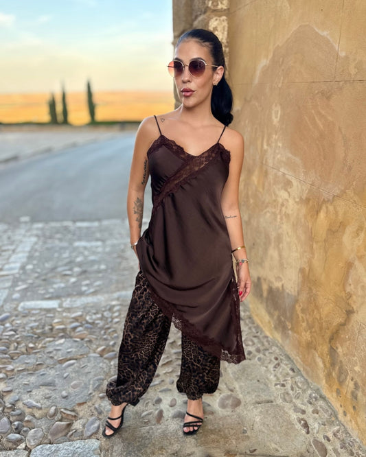 Vestido lencero marrón chocolate