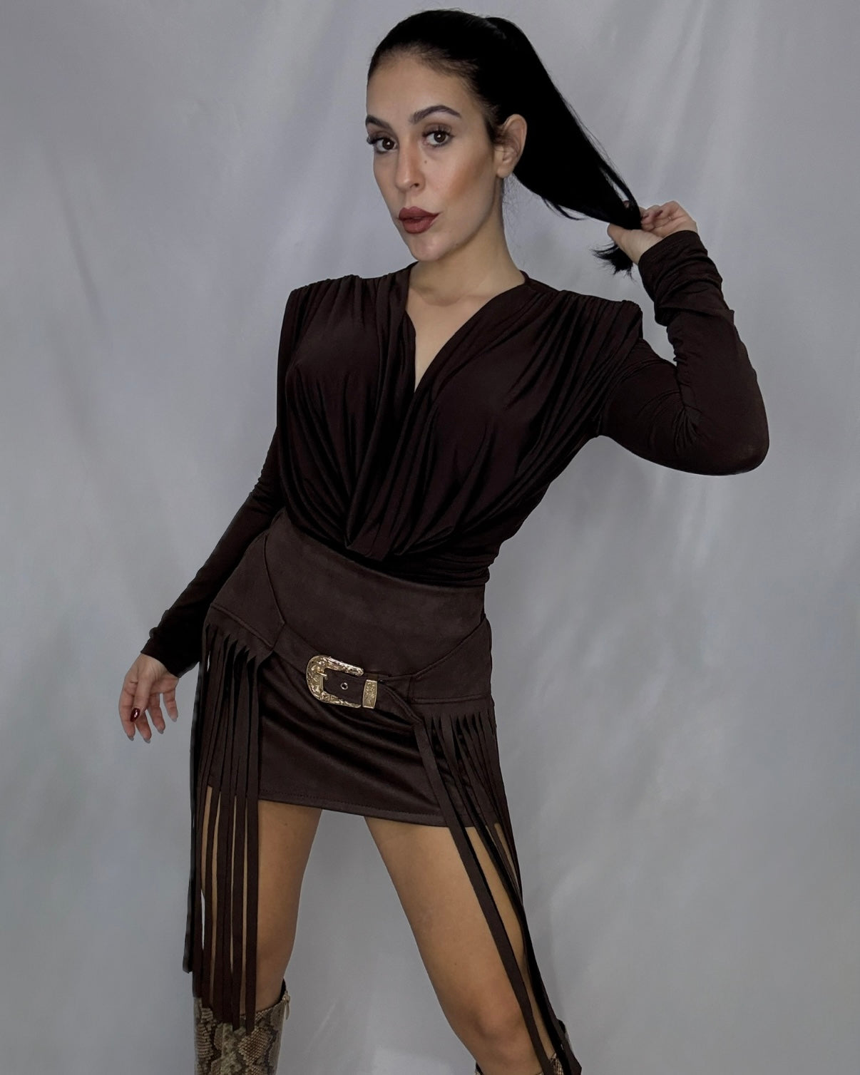 Falda antelina Sonia marrón