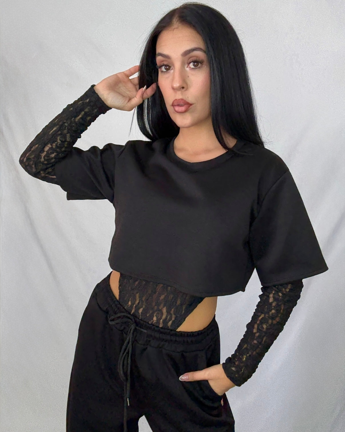 Sudadera Encaje negra