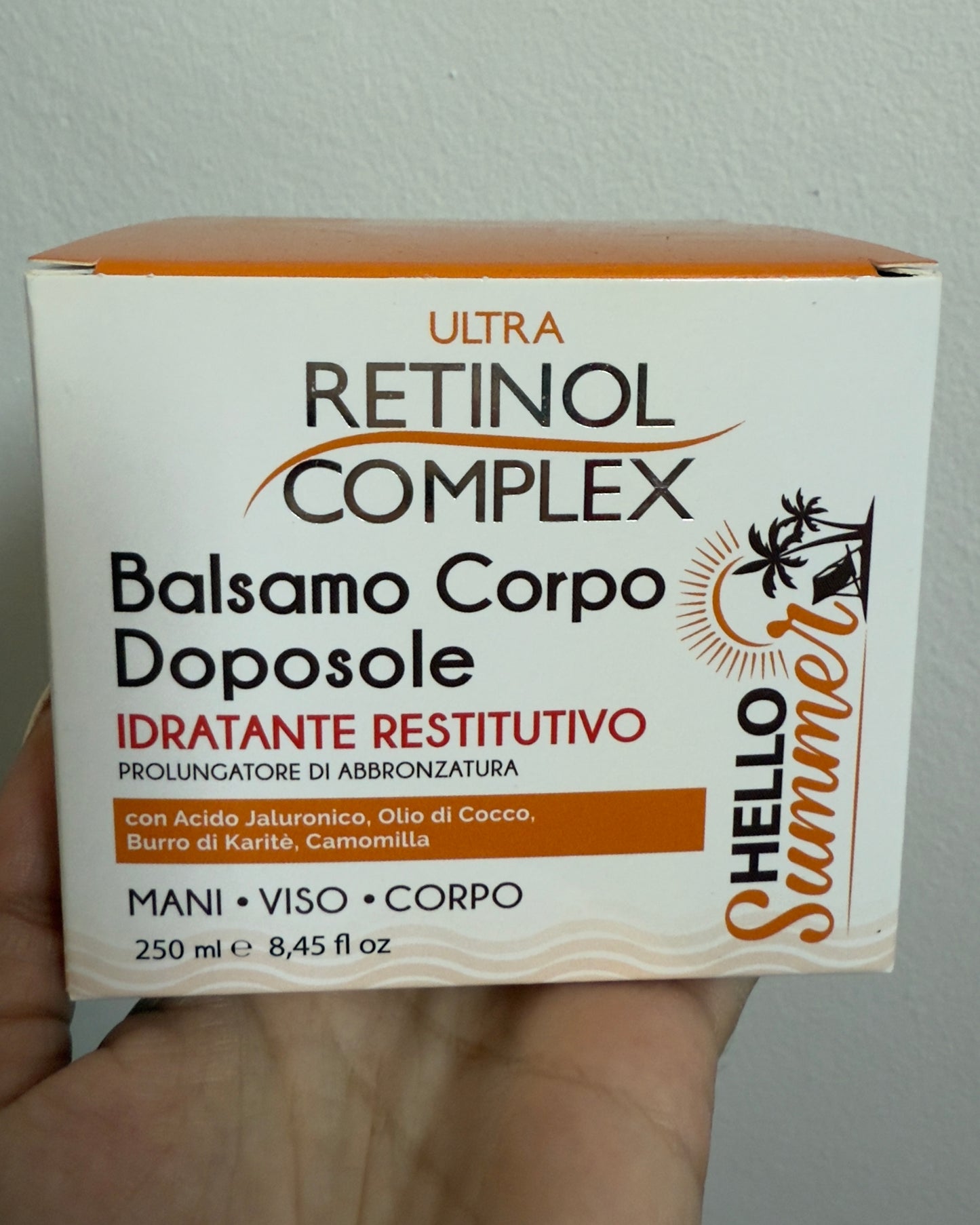 Bálsamo Hidratante para Después del Sol Rostro, Cuerpo y Manos con Ácido Hialurónico Aloe Vera Hello Summer Ultra Retinol Complex