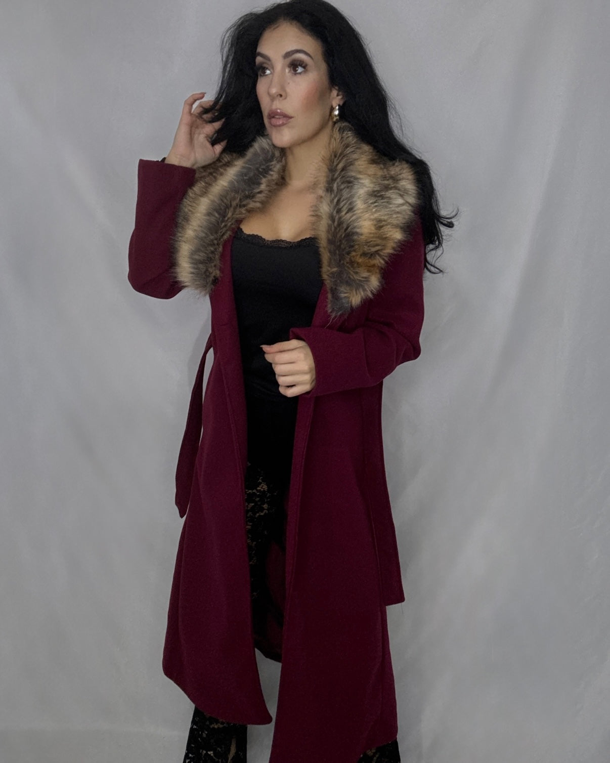 Abrigo paño Burdeos