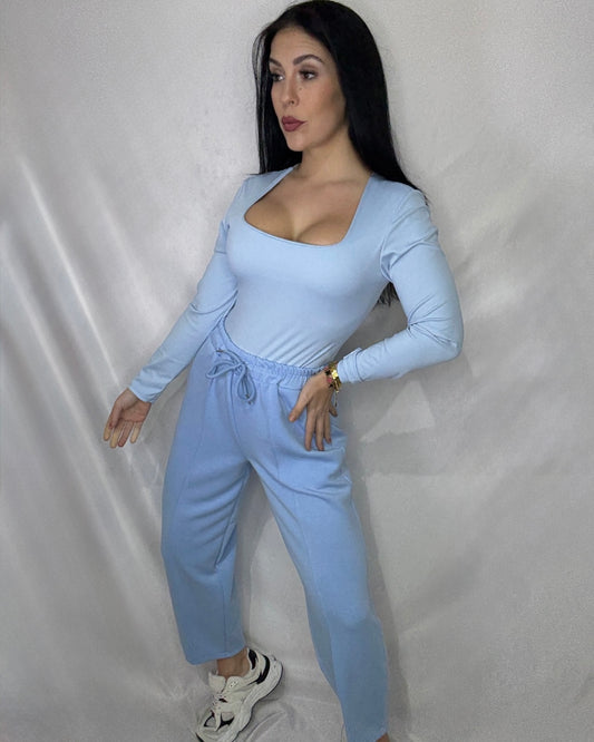 Pantalón felpa Balloon azul