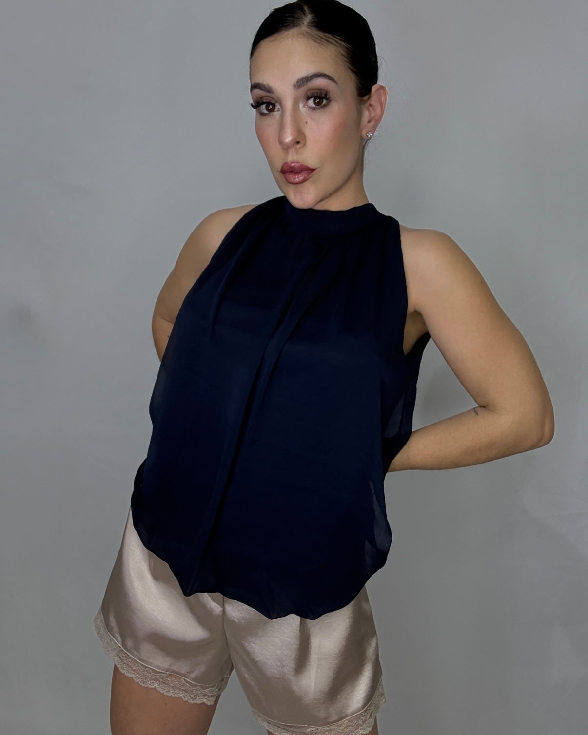 Blusa tul azul marino