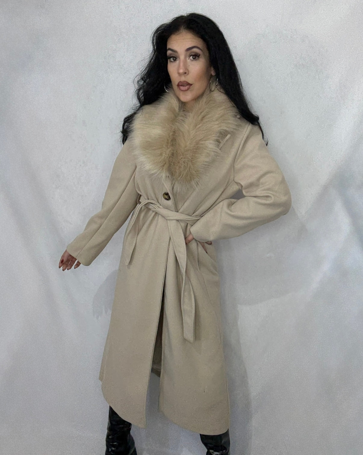 Abrigo paño Nieves beige