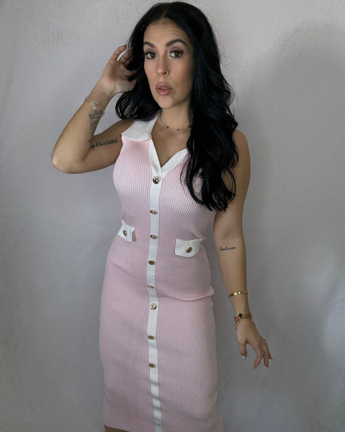 Vestido midi Nicol rosa