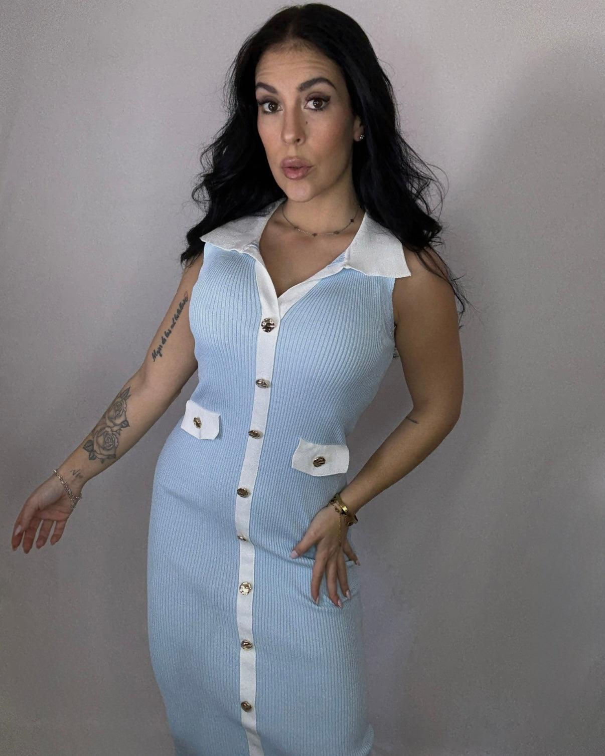 Vestido midi Nicol celeste