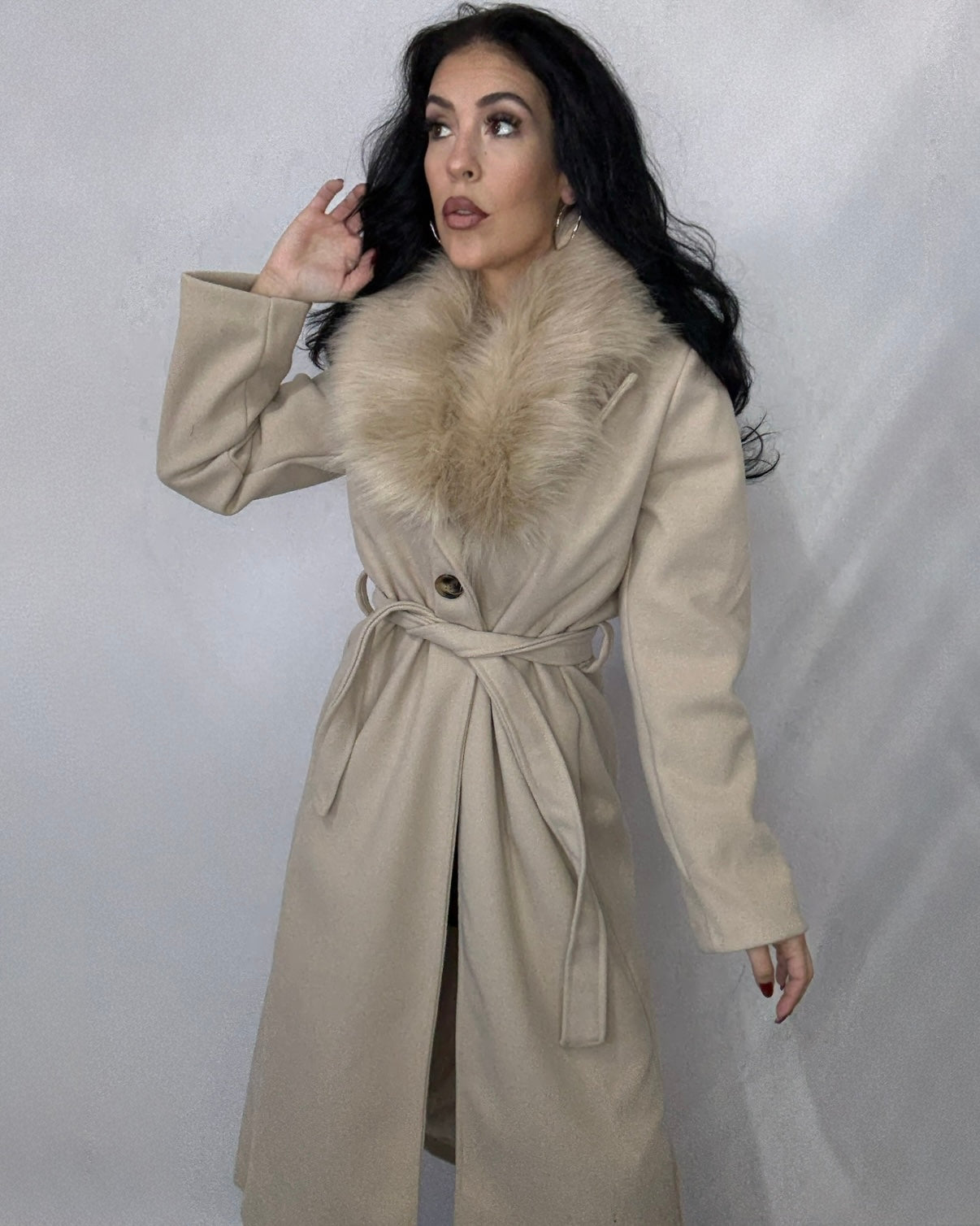 Abrigo paño Nieves beige