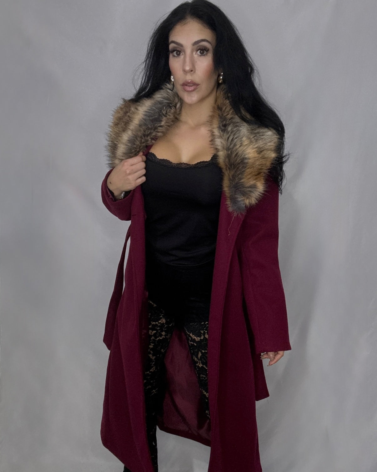 Abrigo paño Burdeos