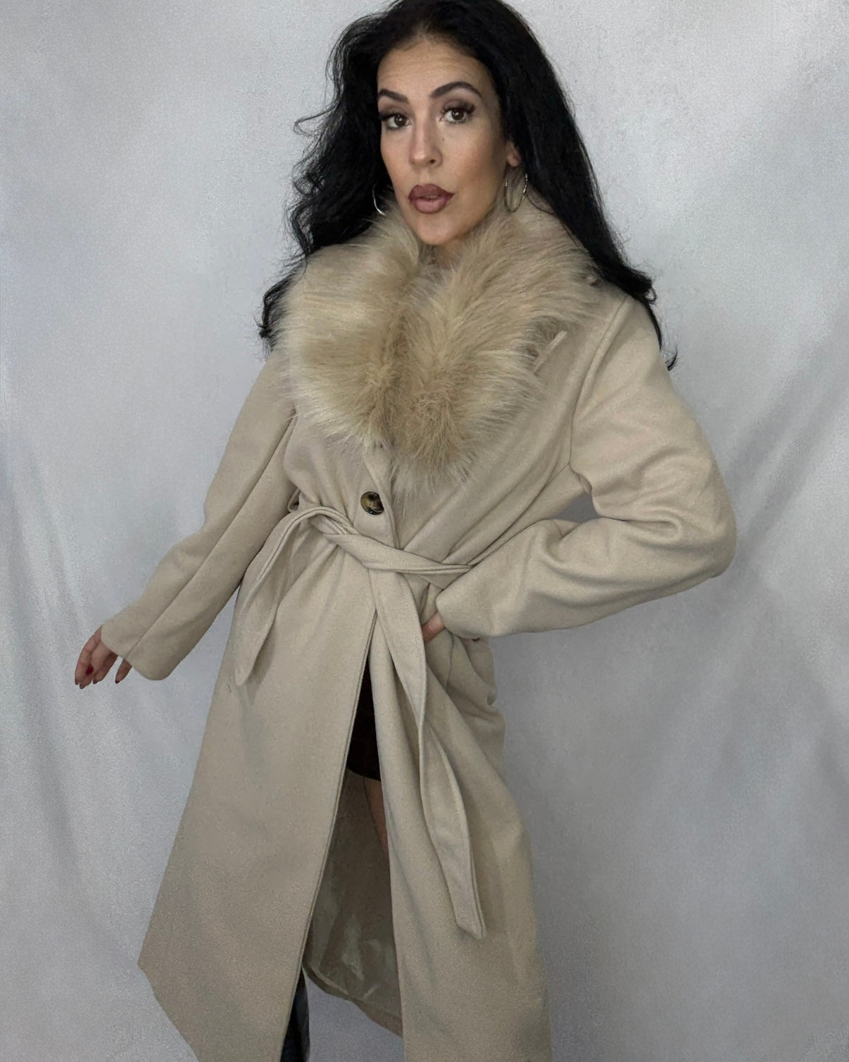 Abrigo paño Nieves beige