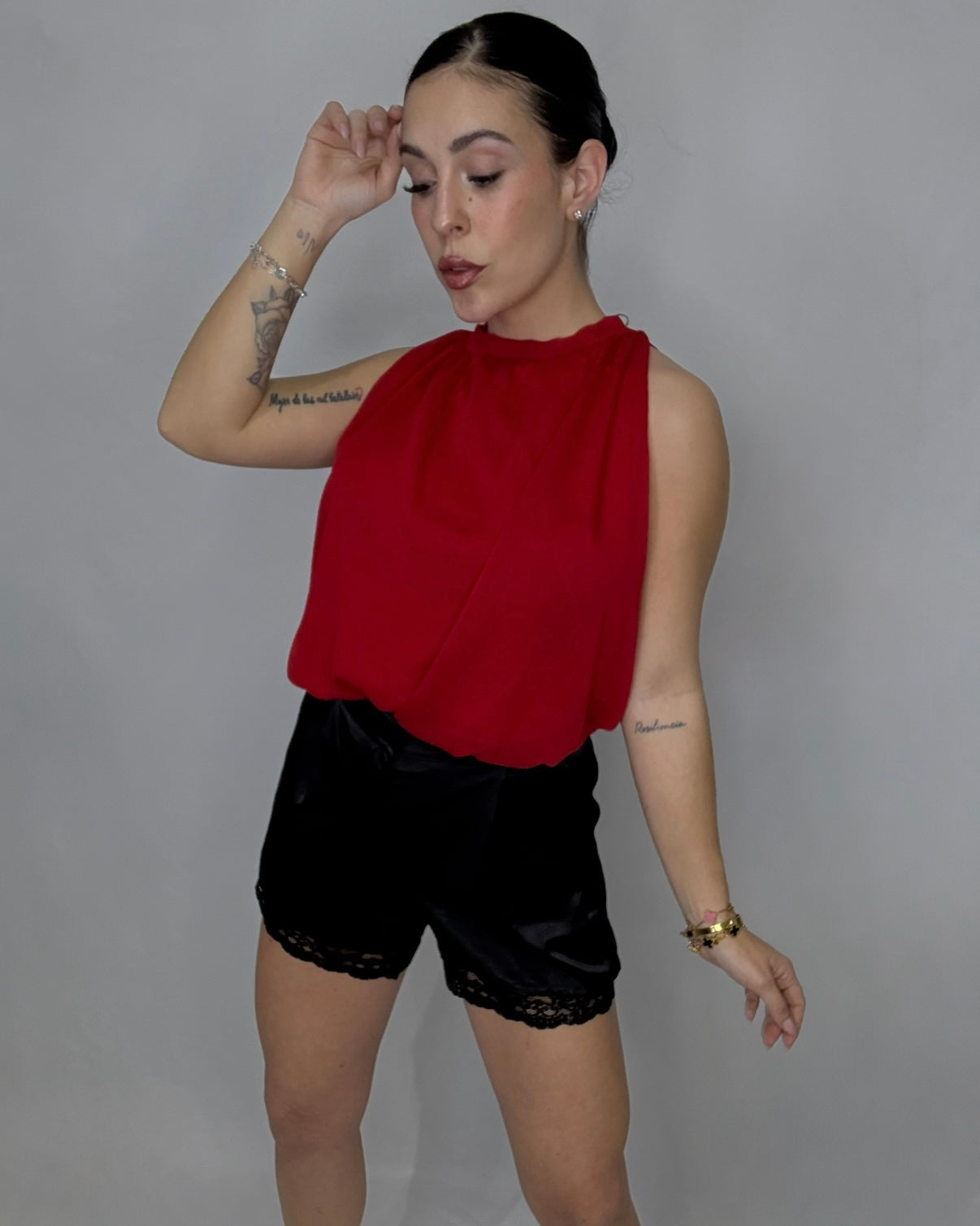 Short satén negro