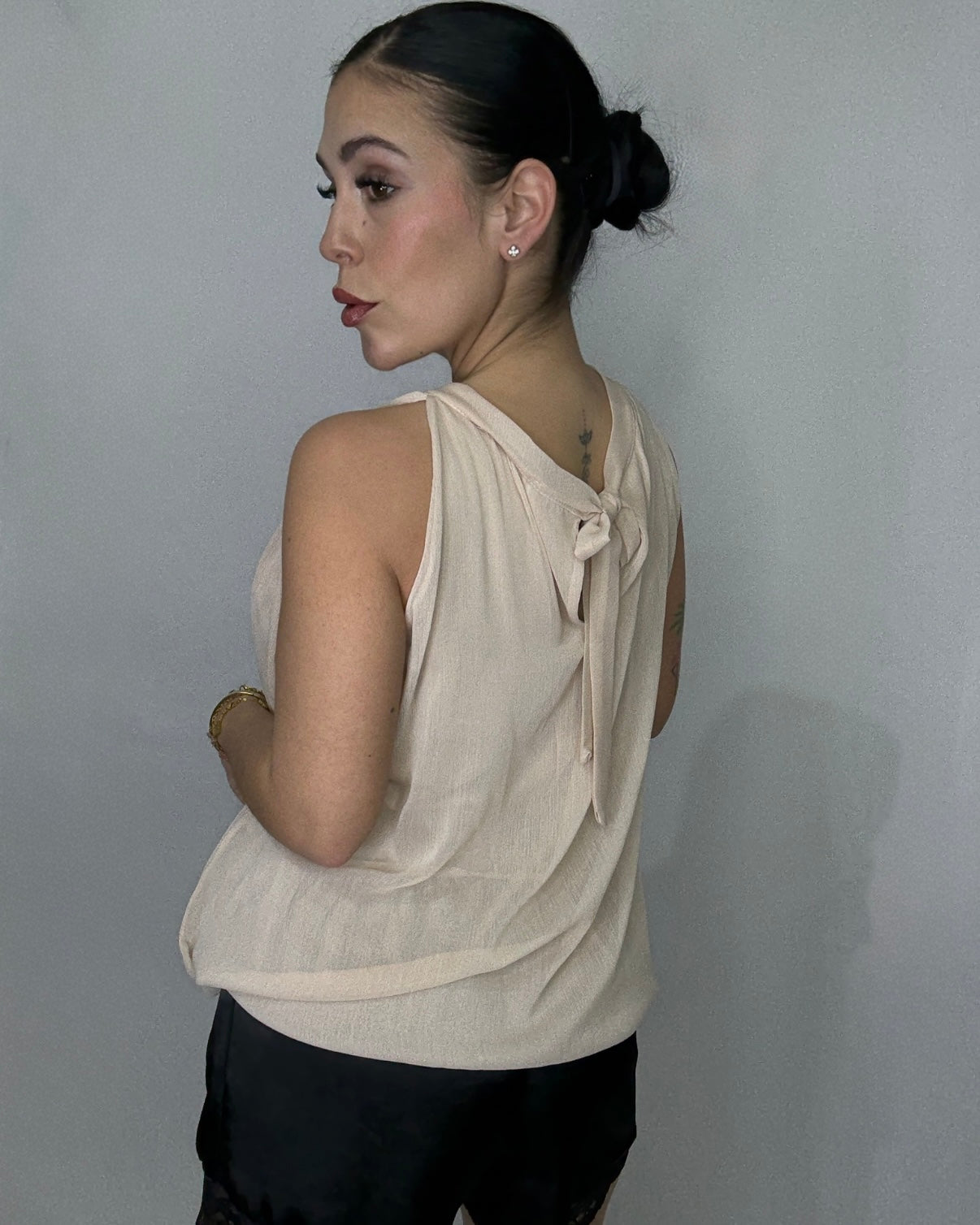 Blusa tul beige
