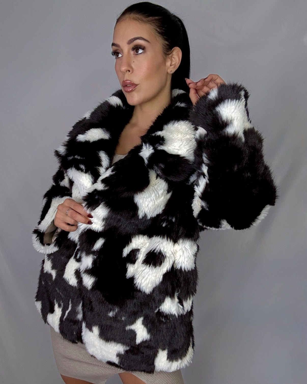 Abrigo pelo cow print