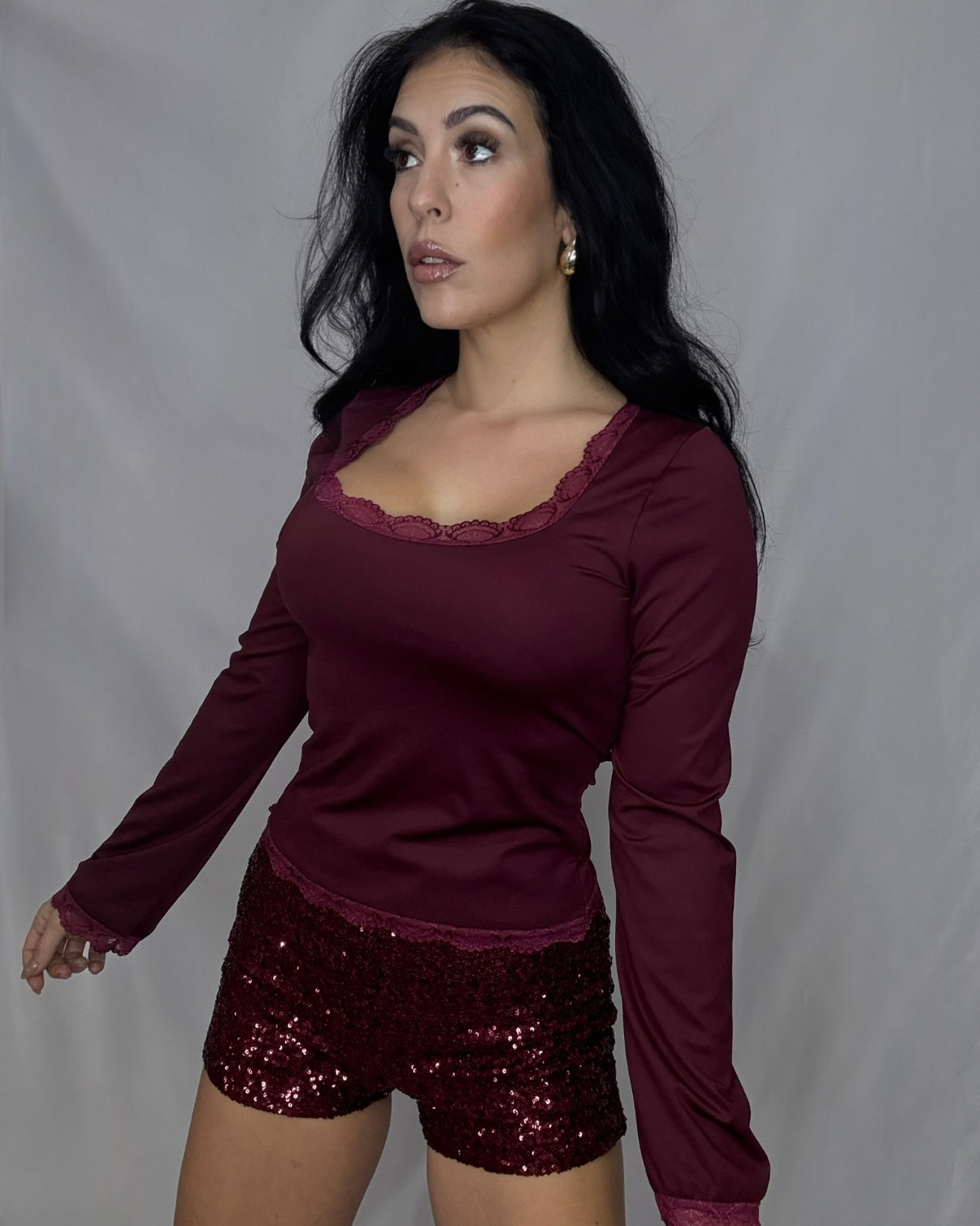 Top puntilla encaje Burdeos