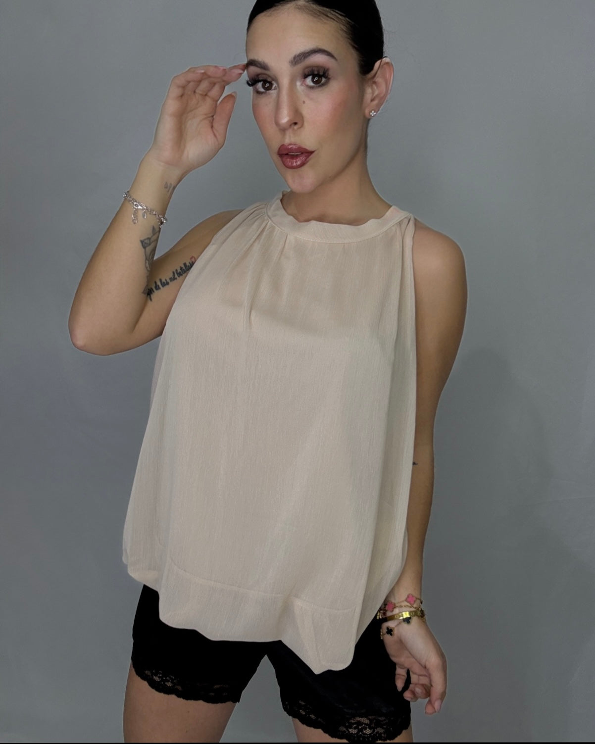 Blusa tul beige