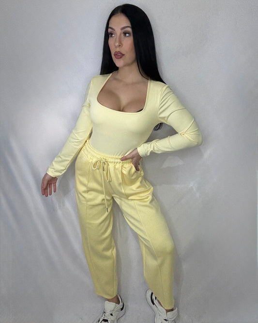 Pantalón felpa Balloon amarillo