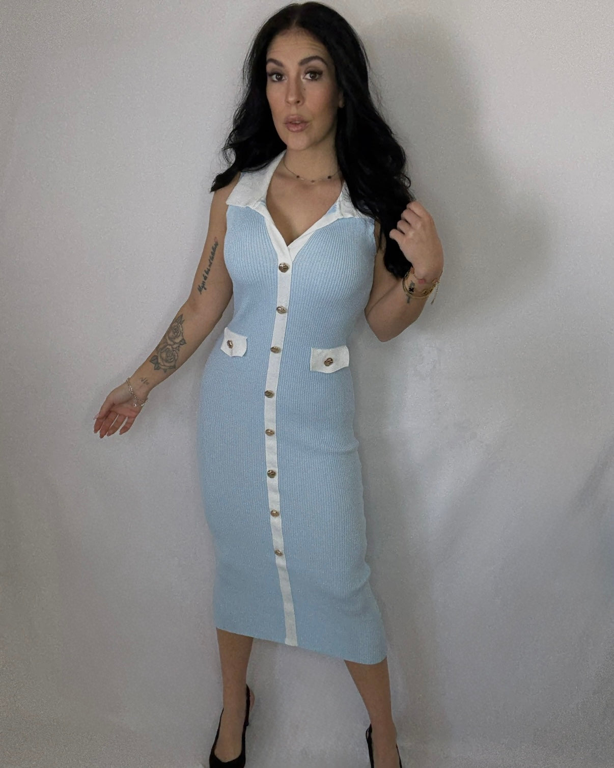 Vestido midi Nicol celeste