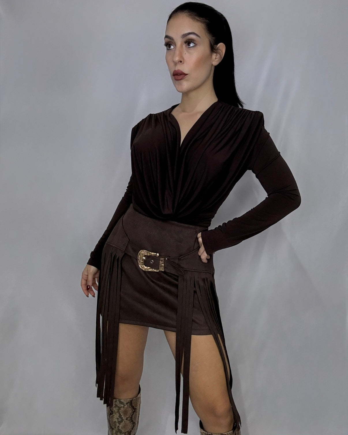 Falda antelina Sonia marrón