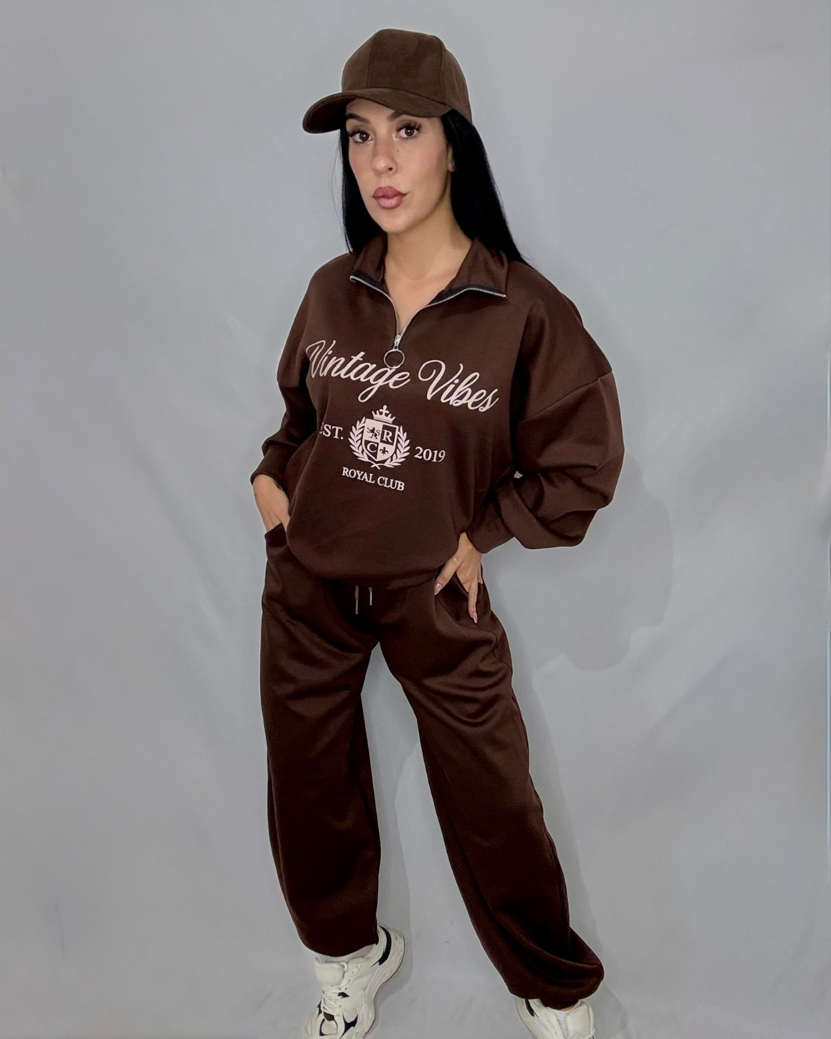 Conjunto Vintage marrón chocolate