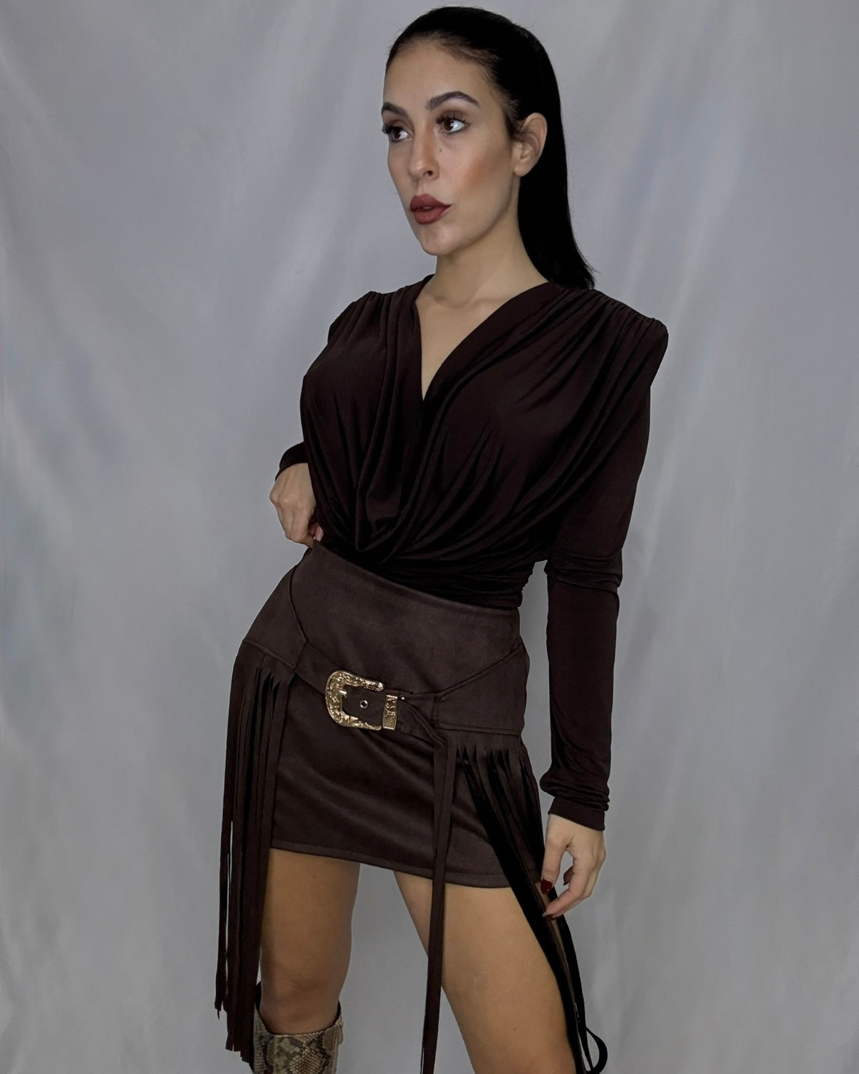 Falda antelina Sonia marrón