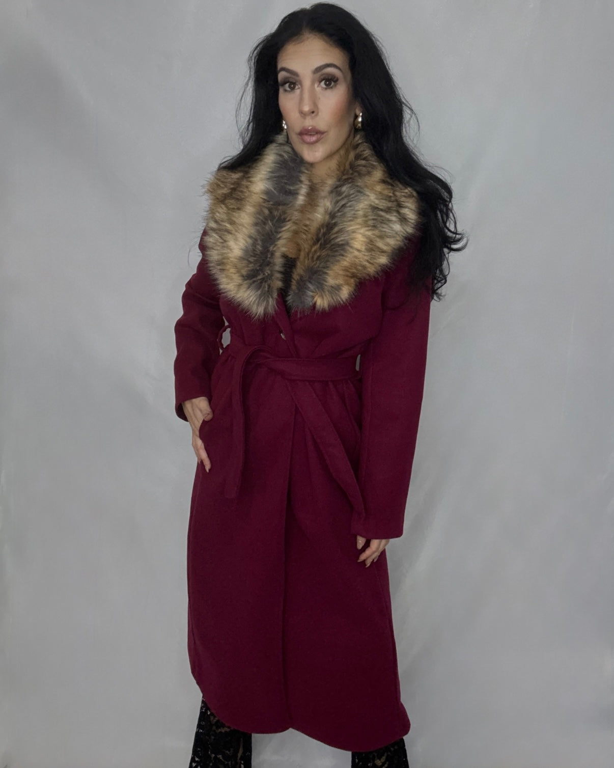 Abrigo paño Burdeos