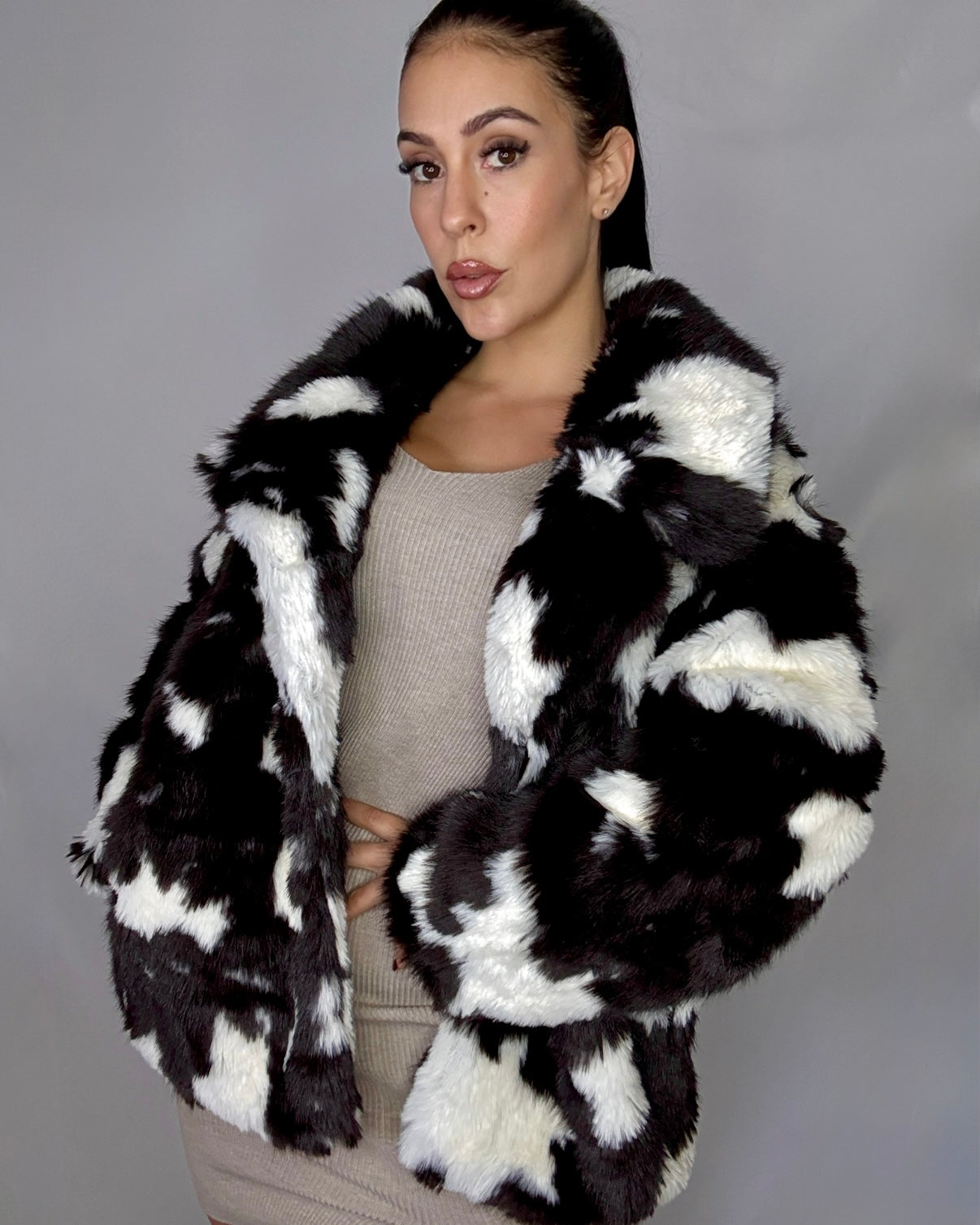 Abrigo pelo cow print