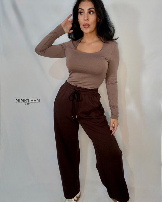 Pantalón Balloon chándal marrón chocolate