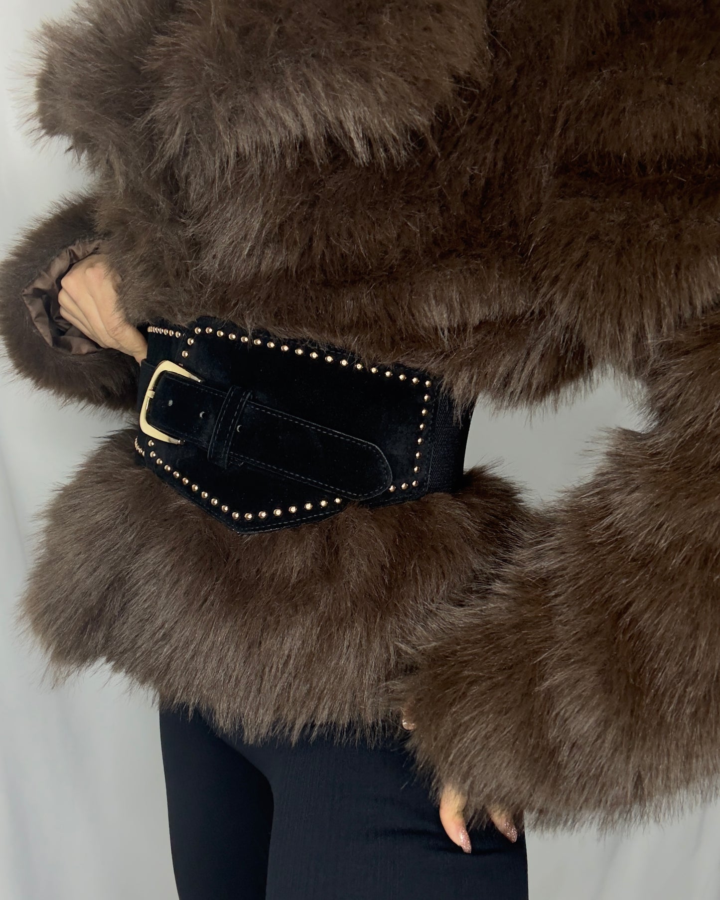 Maxi cinturón antelina negro