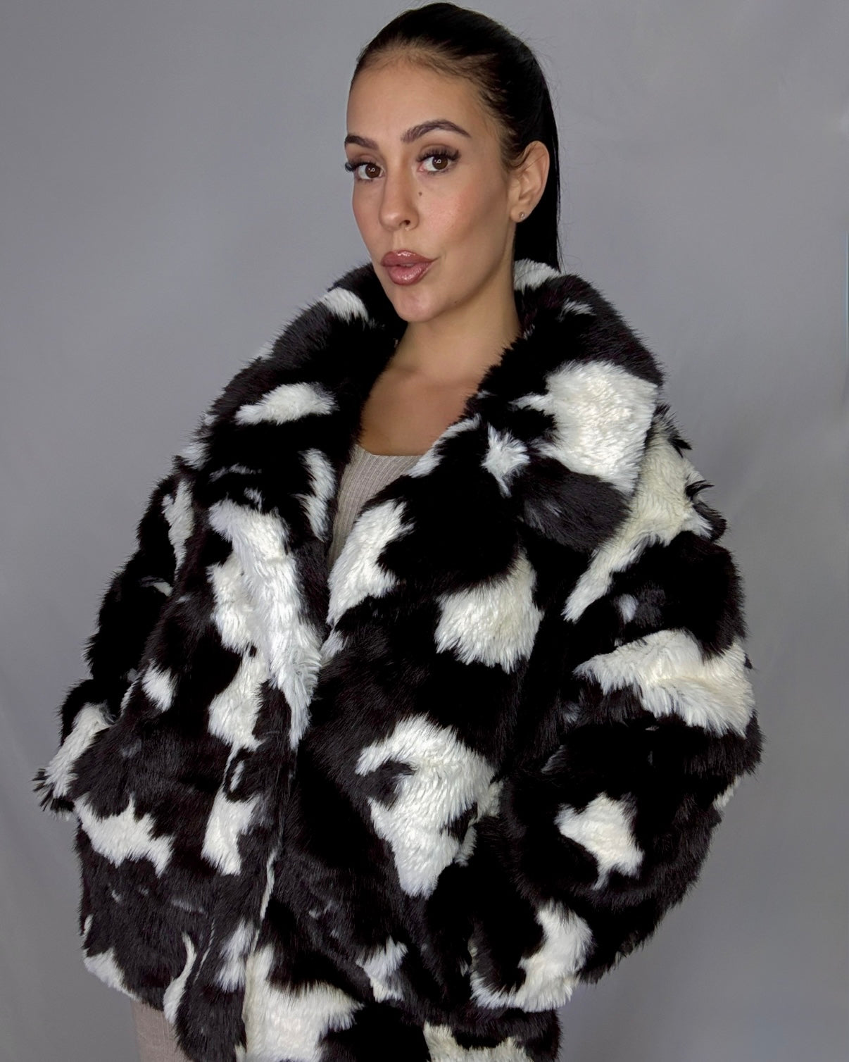 Abrigo pelo cow print