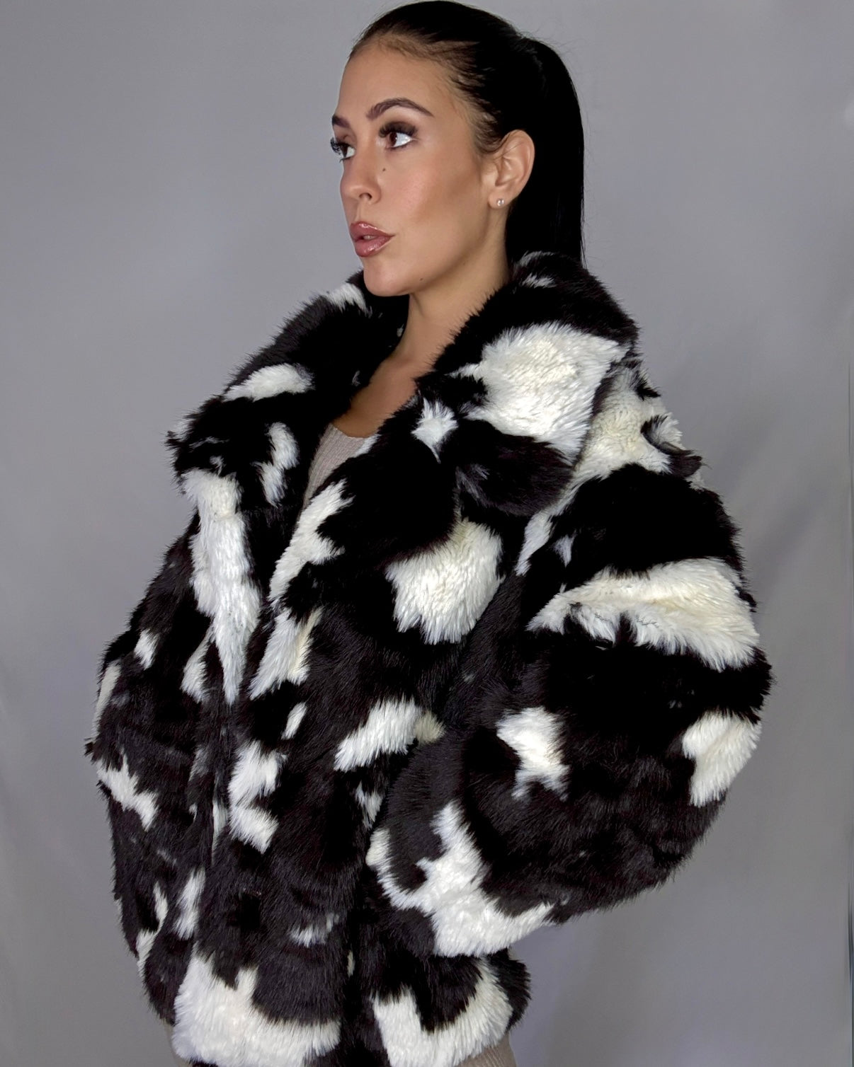 Abrigo pelo cow print