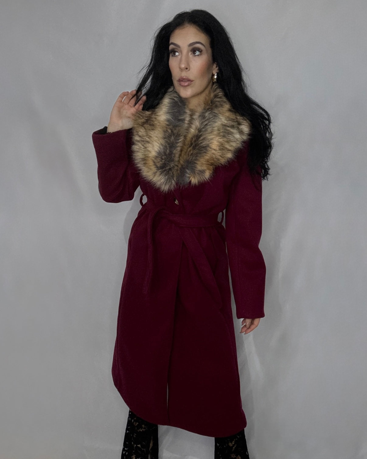 Abrigo paño Burdeos