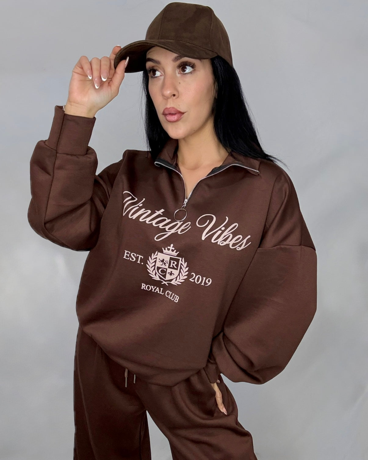 Conjunto Vintage marrón chocolate