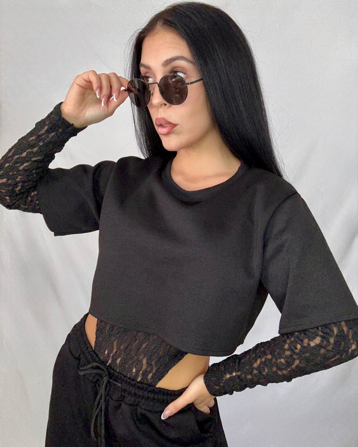 Sudadera Encaje negra