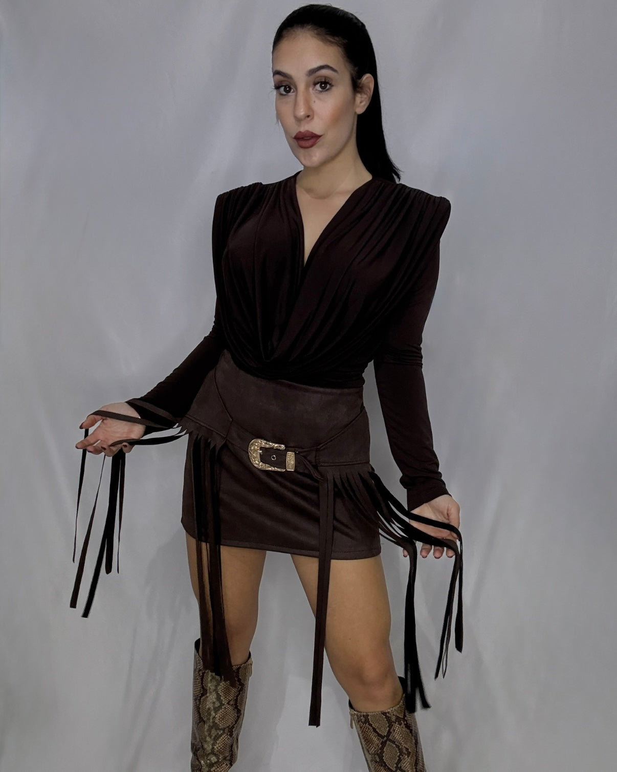 Falda antelina Sonia marrón