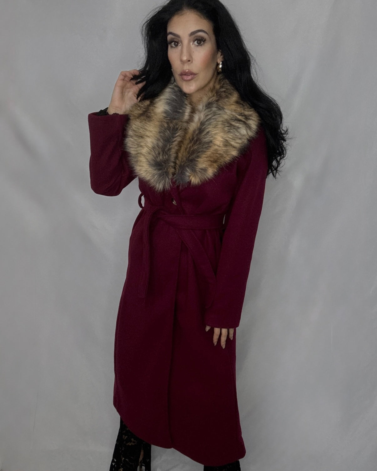 Abrigo paño Burdeos