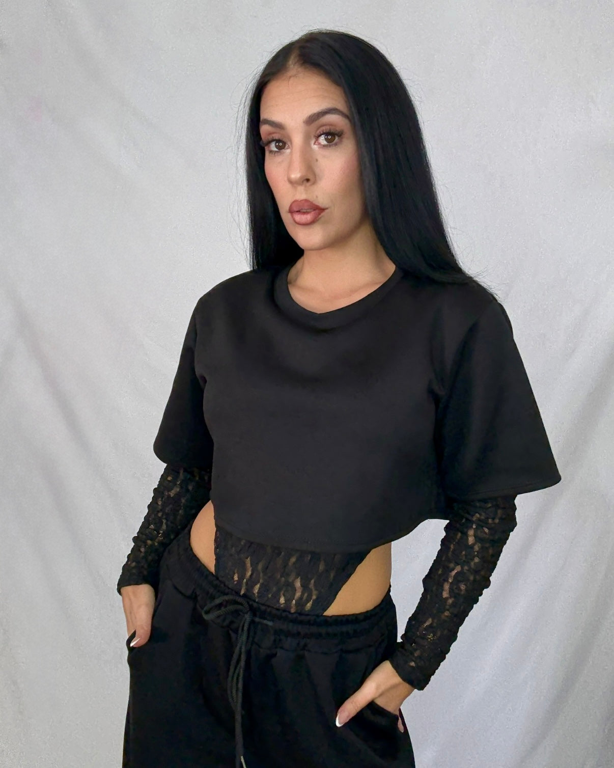 Sudadera Encaje negra