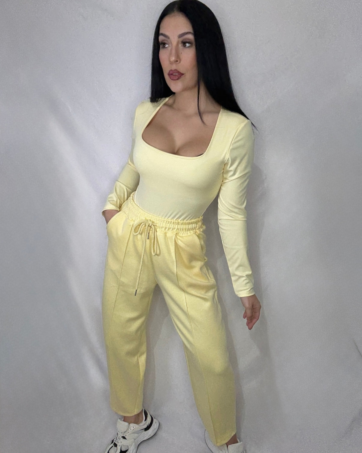 Pantalón felpa Balloon amarillo